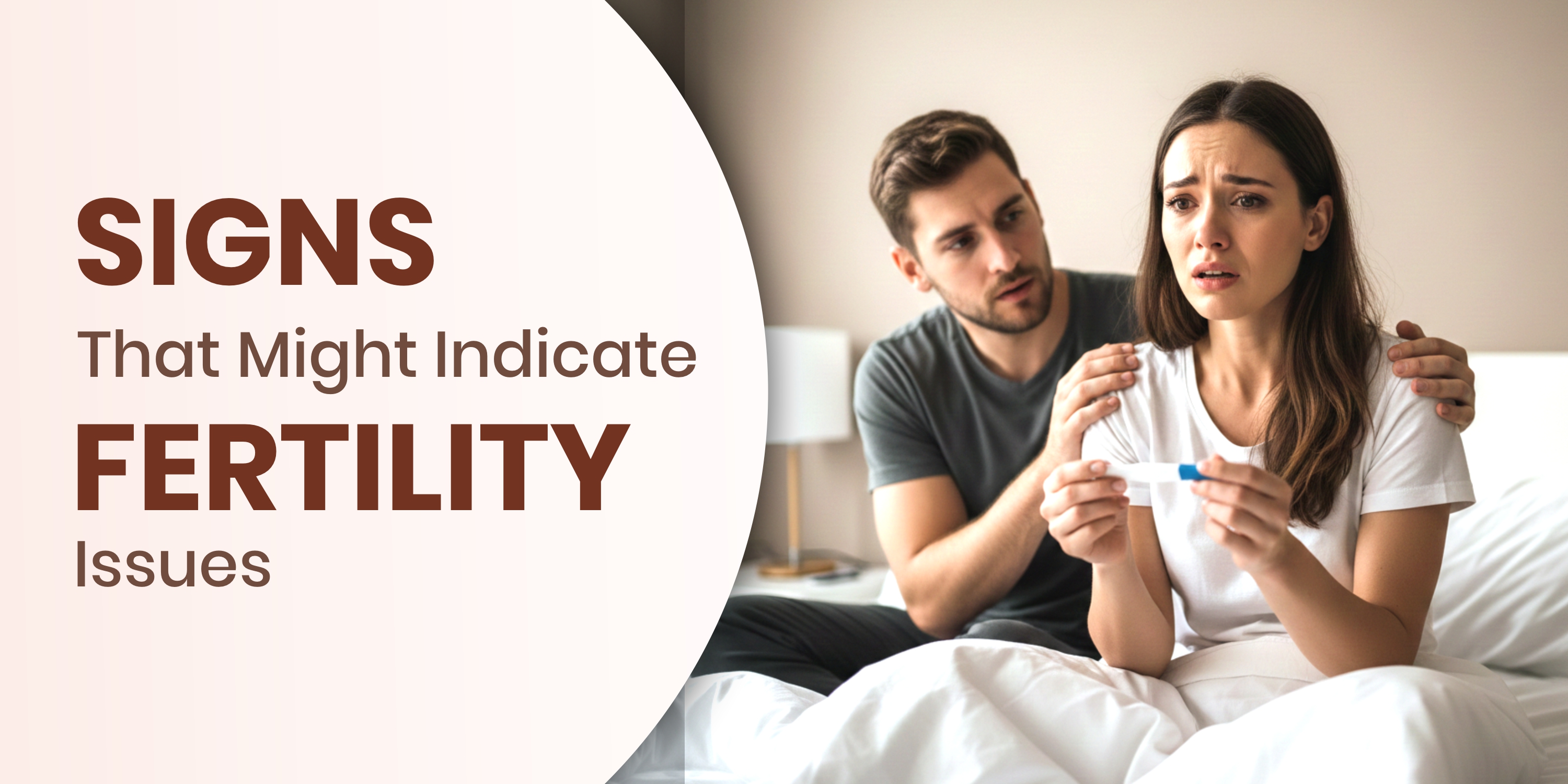 This image highlights common signs that may indicate fertility issues in couples, focusing on male infertility concerns. It shows an emotional couple reacting to a negative pregnancy test, symbolizing the stress and challenges of reproductive health problems. Recognizing early symptoms of infertility can help in seeking timely diagnosis and effective treatment.